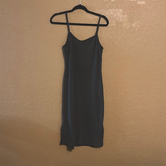 Say What? Dresses & Skirts - Olive Green Ribbed Maxi Dress with splits on the sides (L)